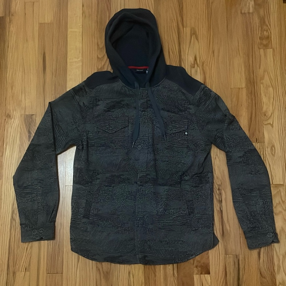 Men’s M Marmot Button Down Hooded Sweatshirt